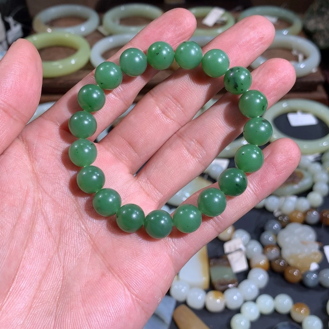 未镶嵌和田玉手链叩*新疆吐拉牧场戈壁料碧玉手串