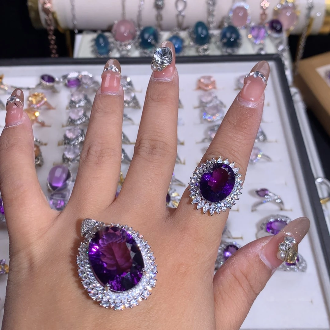 【闪购商品】水晶戒指银S925镶嵌月****?戒指