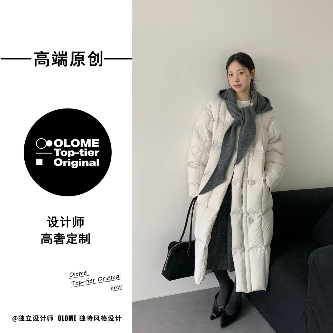 【柔光暖月】冬日温柔系极简氛围感针织兜帽披肩泡芙羽绒服 A819