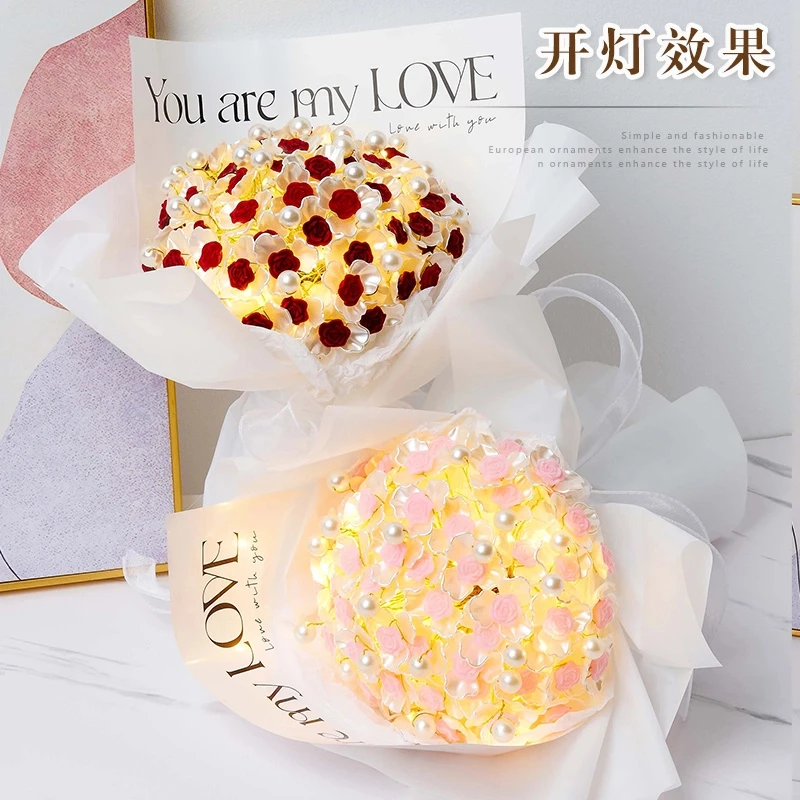 礼物玫瑰花束手工自制diy手捧花材料包送妈妈女友A