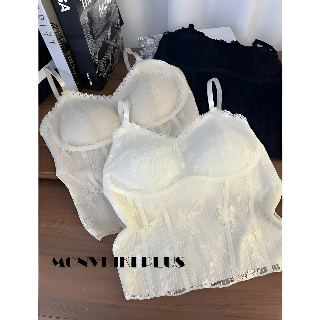 MoNvKiKiPlus5 【珍珑】夏季打底固定杯垫背心蕾丝通勤百搭法式