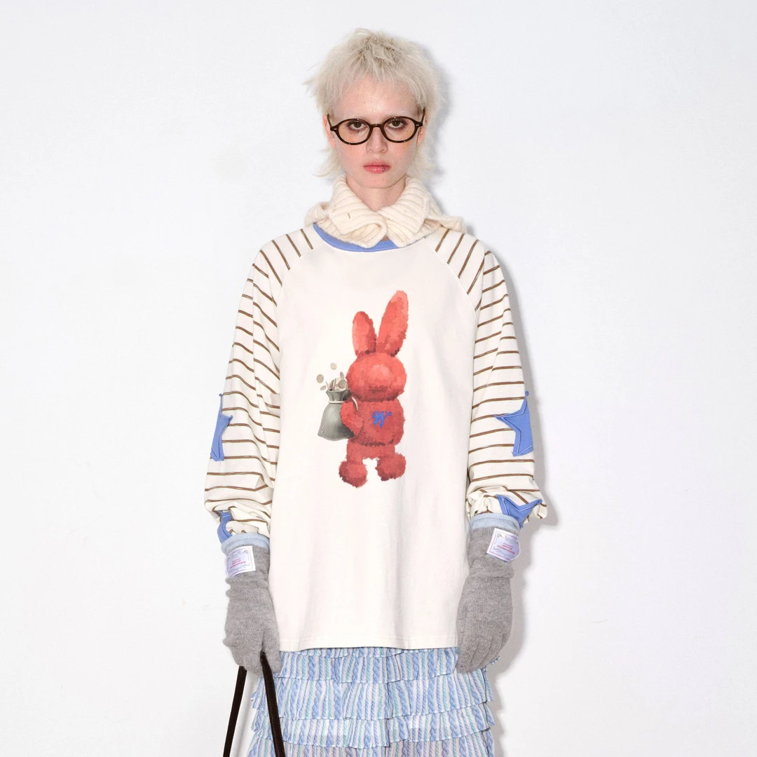 【LOCAT】wii wil 立体毛绒玩偶印花长袖T恤  WW431T1001081