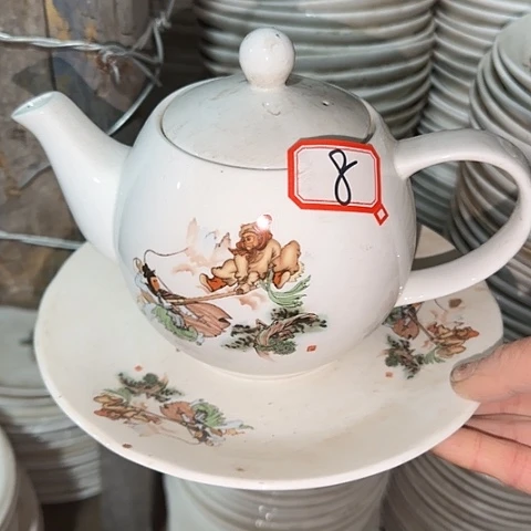 瓷片国营厂库存微瑕19.5厘米壶承8