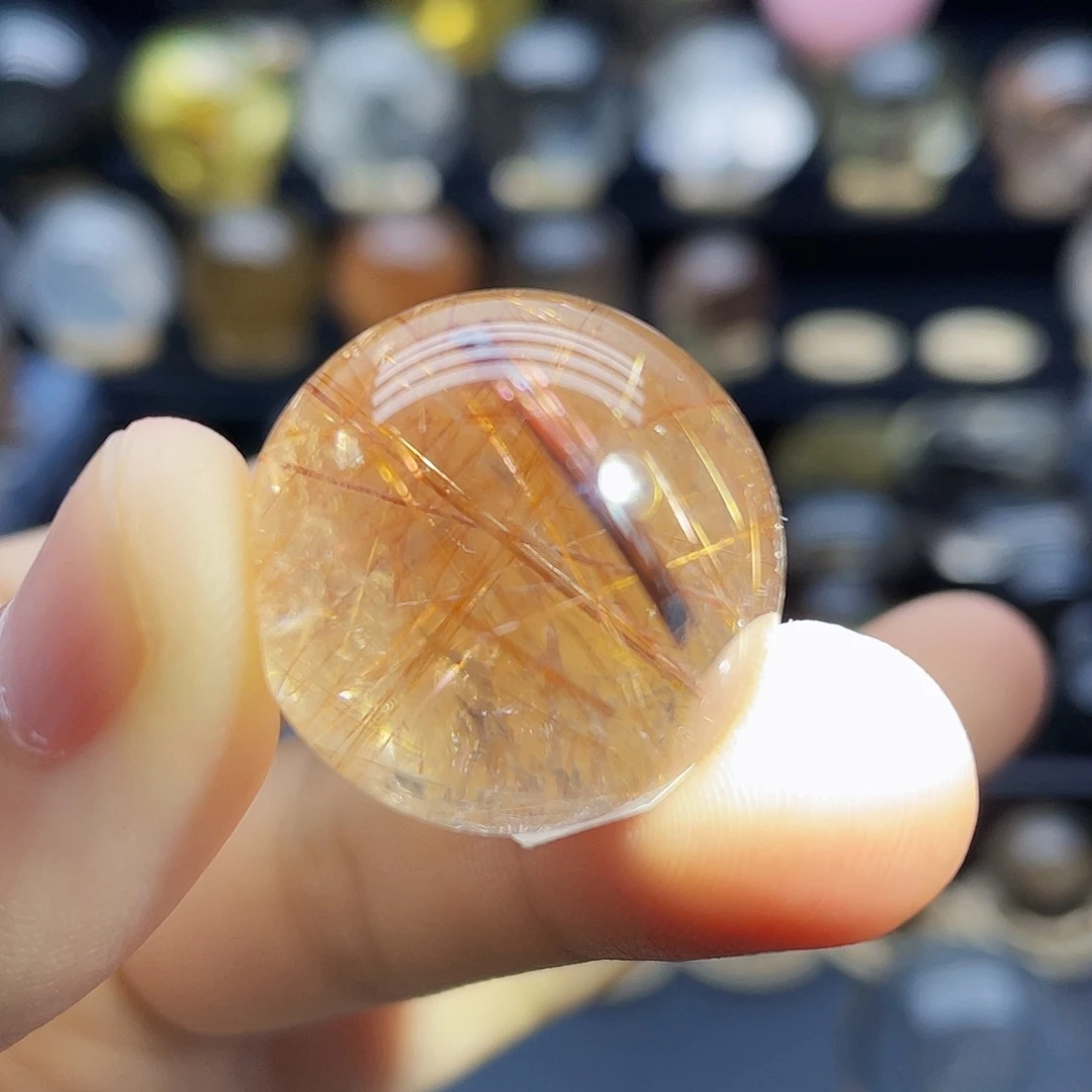 珠宝半成品未镶嵌水晶天然发晶24mm