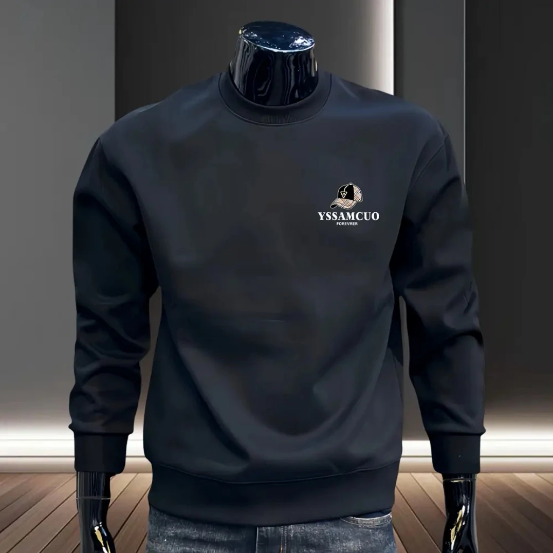 美式潮牌印花圆领卫衣秋冬加绒男士百搭休闲长袖宽松时尚套头上衣