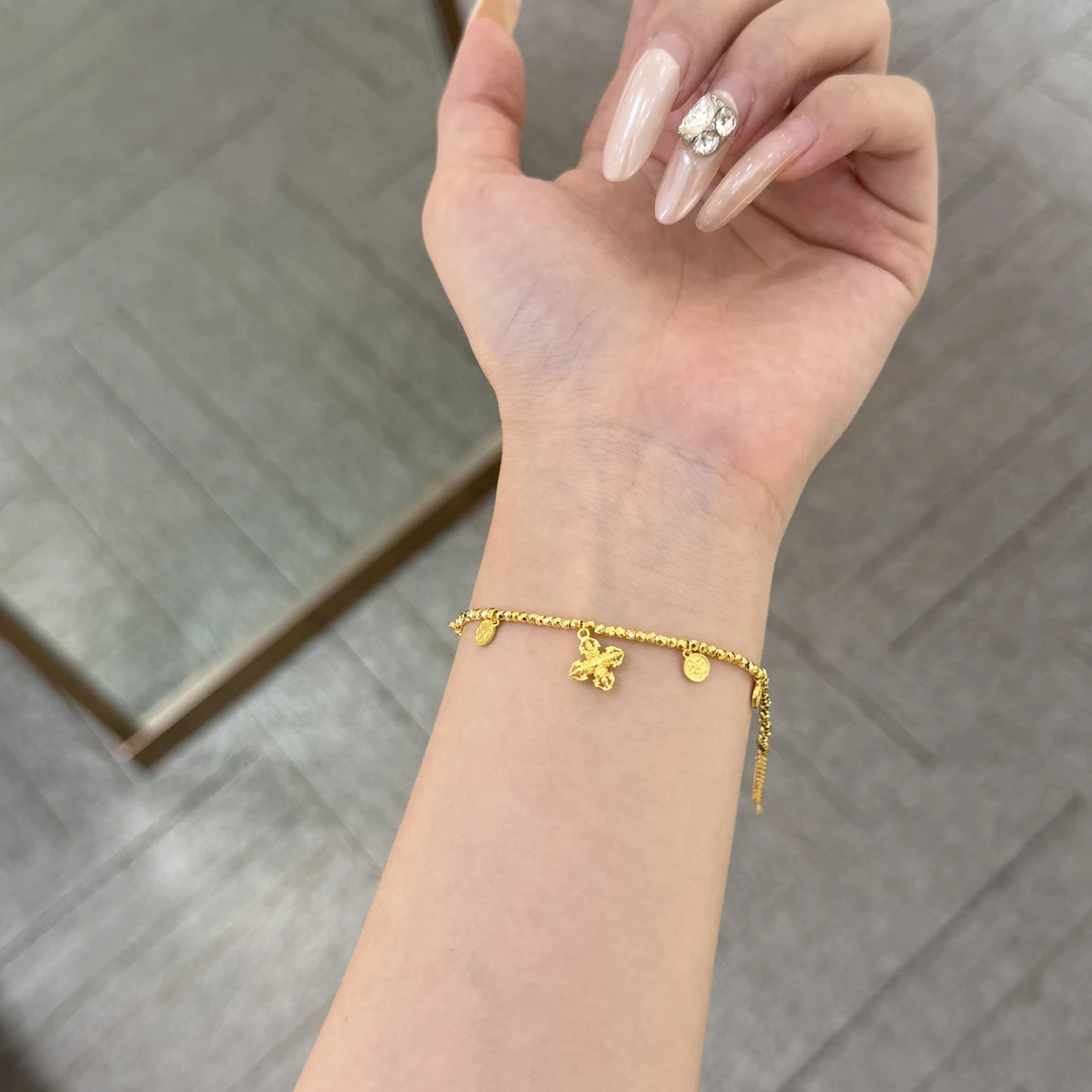 JS『十字金刚杵』5G黄金足金999手链 S扣