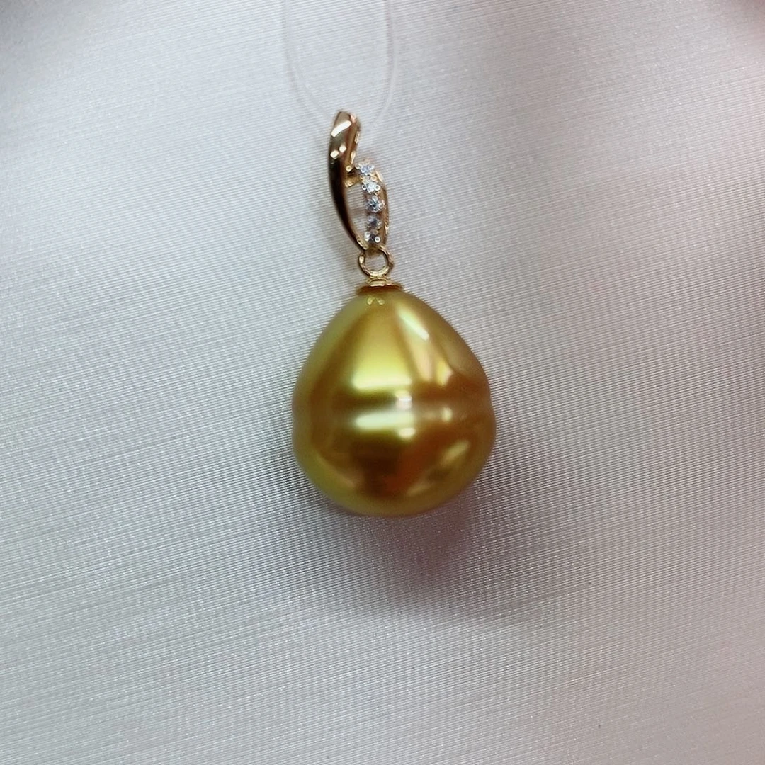 吊坠(不含链)18K金镶嵌海水珍珠12-13