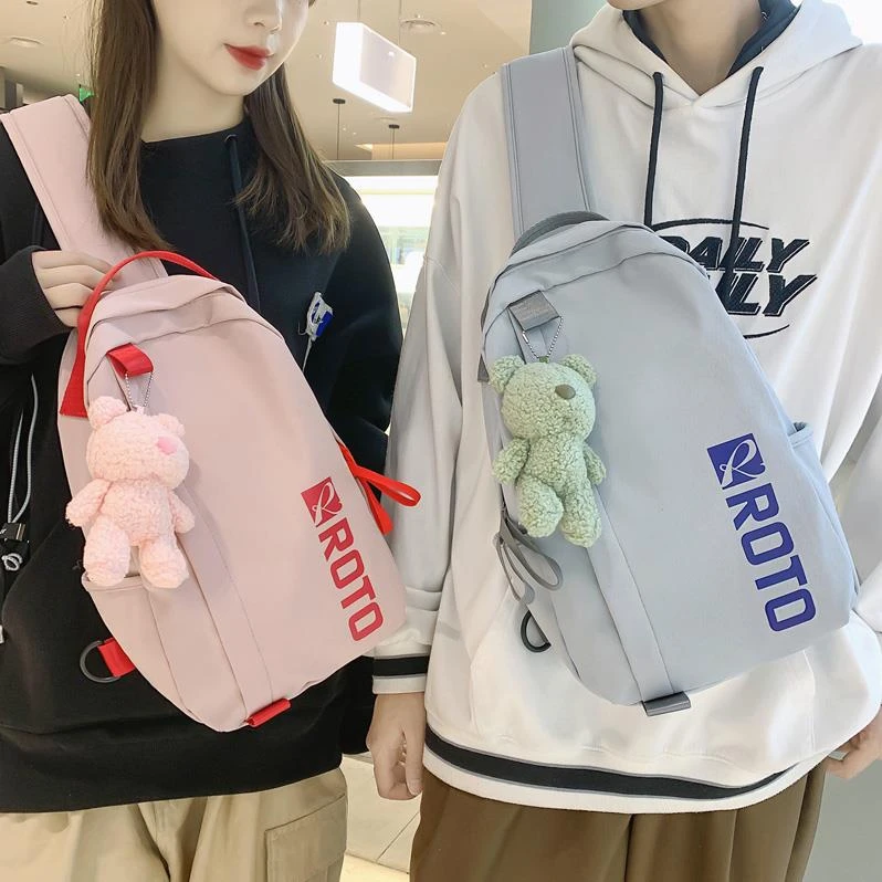 男士胸包斜挎包潮牌大容量百搭单肩包学生包包日系简约腰包女挎包