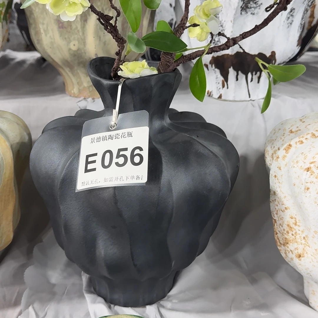 果***皮摆件陶景德镇高温花瓶编码e056高31口7默认无孔