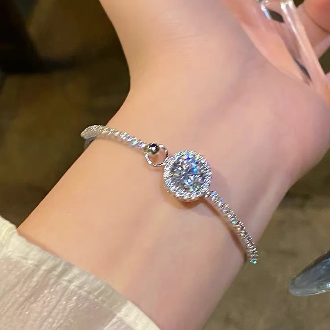 铜合金合成锆石手镯 02450时尚气质轻奢镶嵌锆石精致百搭手镯
