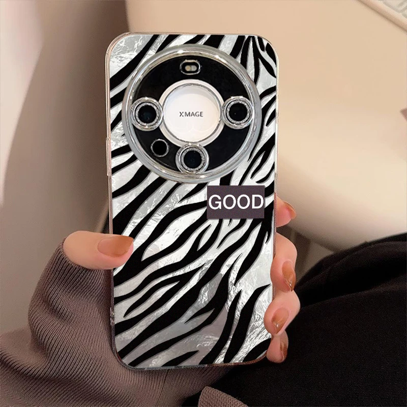 INS斑马纹适用华为mate60Pro手机壳mate70rs小众P80/70全包镜头膜