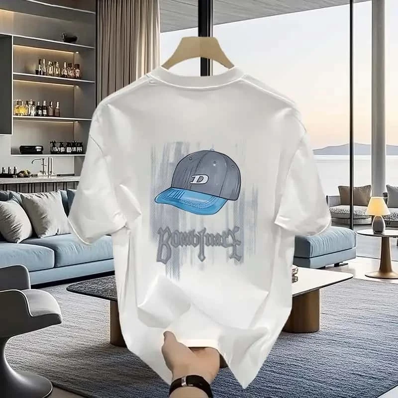 美式潮牌男士短袖t恤夏季休闲百搭高级感男装痞帅圆领半袖T恤上衣