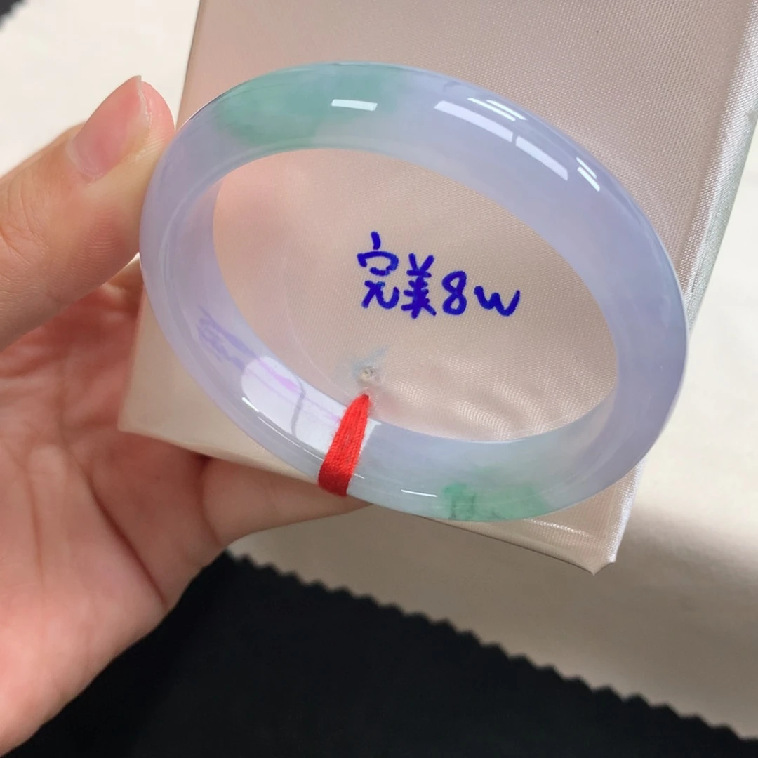 翡翠未镶嵌手镯31号54贵妃冰胶春彩（大万福利瑕疵漏）
