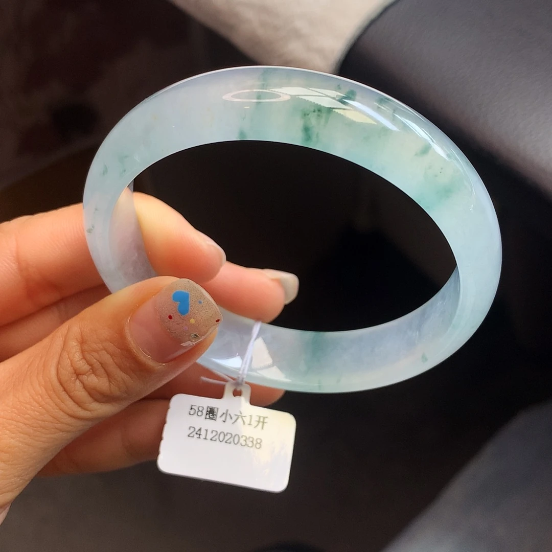 未镶嵌手镯翡翠58冰飘花正圈