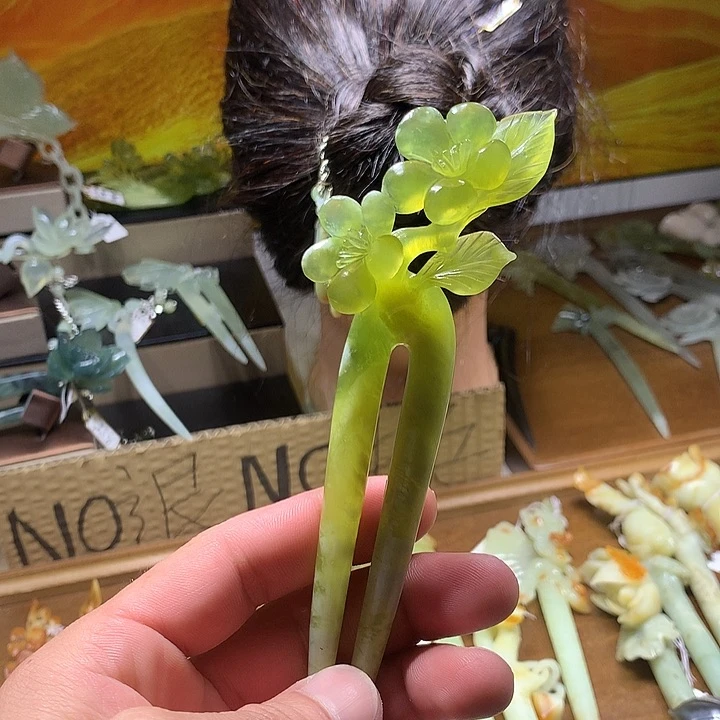蛇纹石玉合金发饰