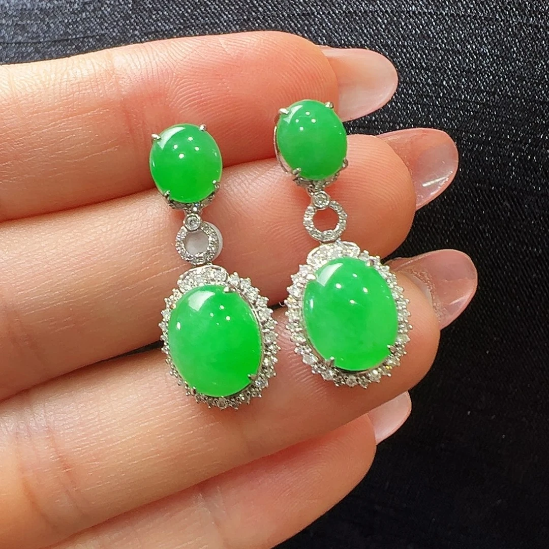 翡翠18K金镶嵌耳饰耳环