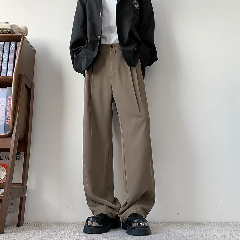 小西裤夏季垂感直筒裤阔腿裤透气百搭宽松加肥大码男士薄款休闲裤