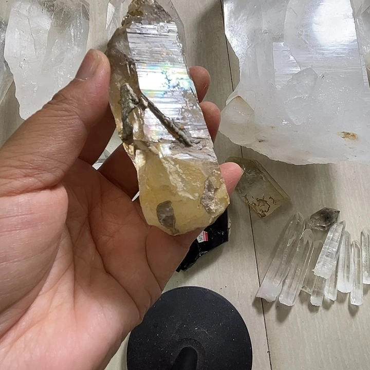 珠宝半成品水晶未镶嵌干涉纹络黄晶西马
