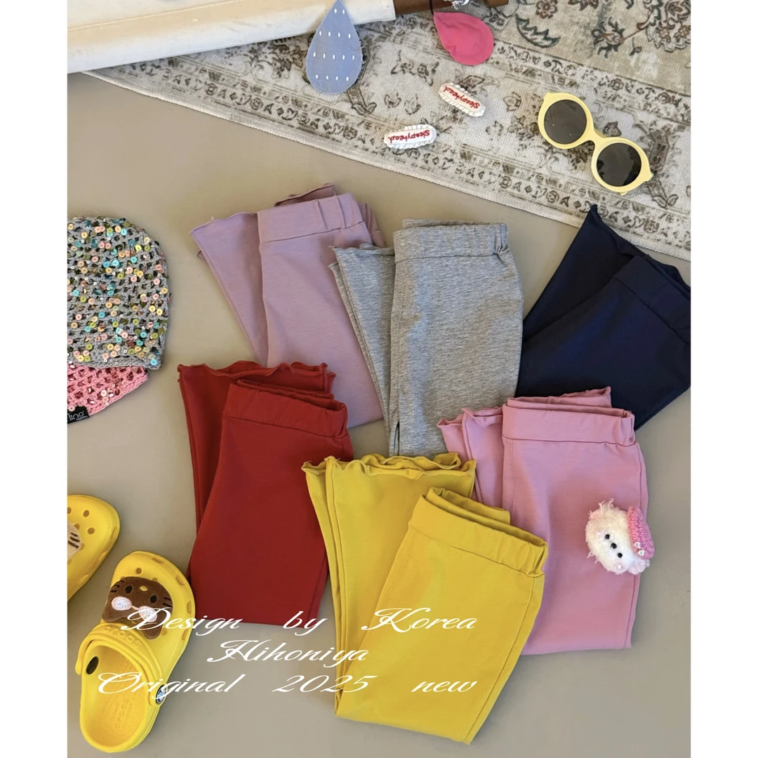 【喇叭裤8.0】七Hihoniya~2025夏季欧若风女宝纯色花边韩版喇叭裤