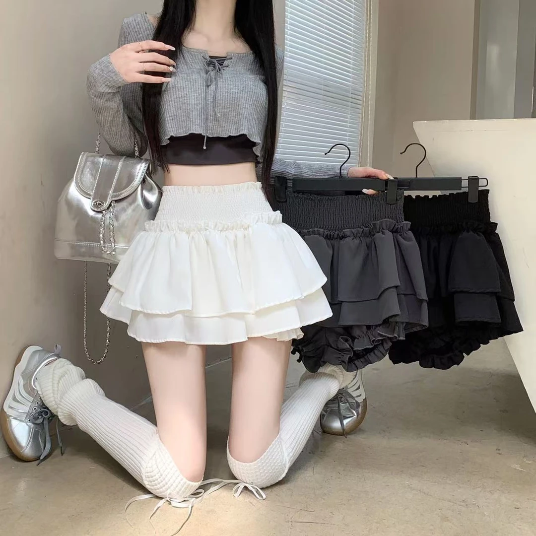 芭蕾风白色蛋糕裙夏季显瘦半身裙百搭高腰辣妹防走光A字蓬蓬短裙