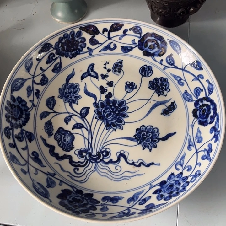 摆件青花一束莲瓷器