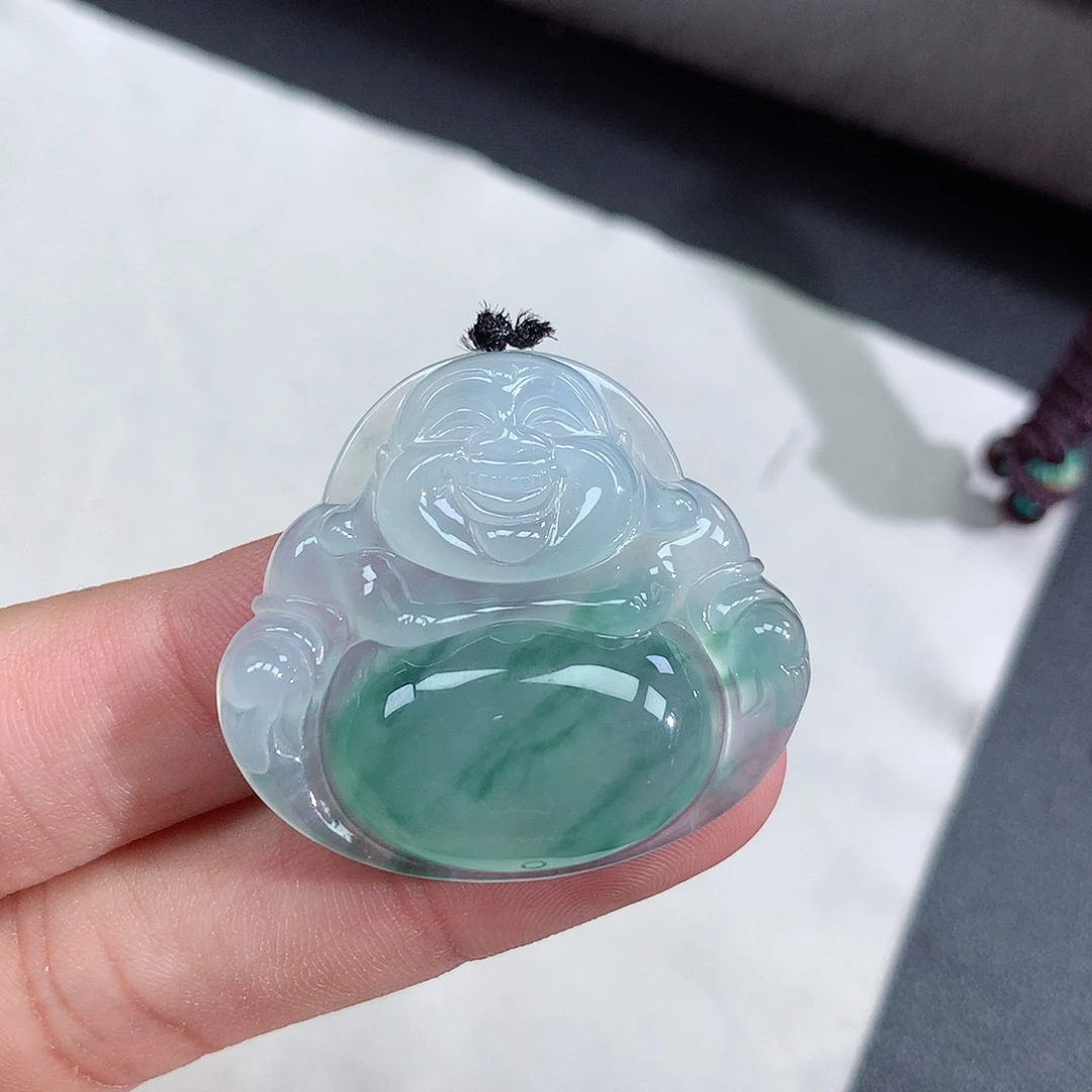 翡翠未镶嵌颈饰冰种飘花佛公