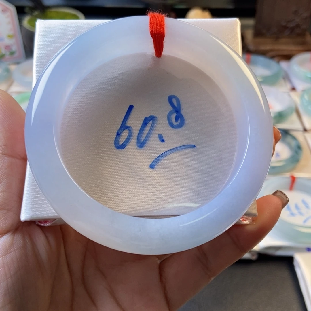 翡翠未镶嵌手镯30冰透白月光