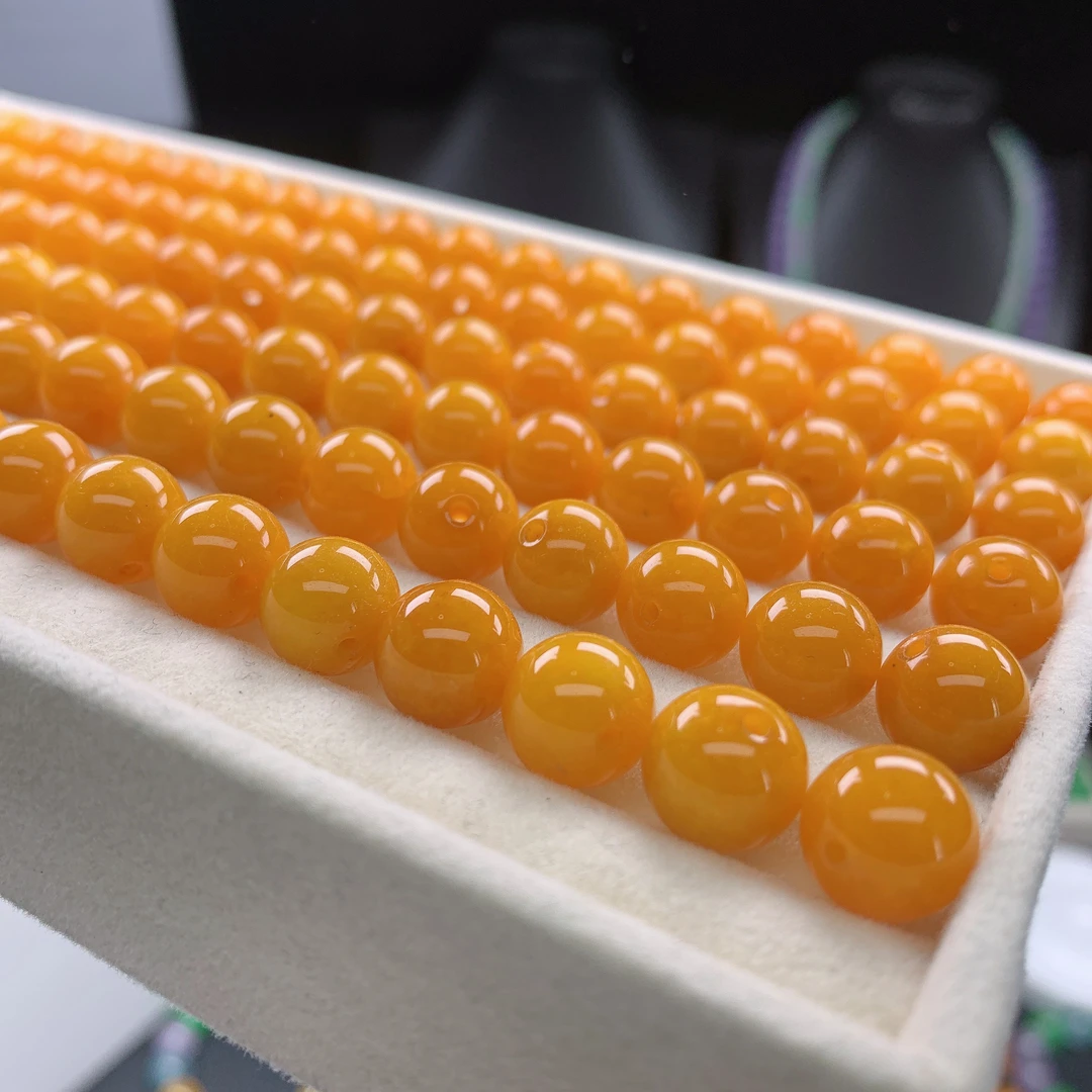 A货黄翡圆珠散珠卡10mm多样性发一颗
