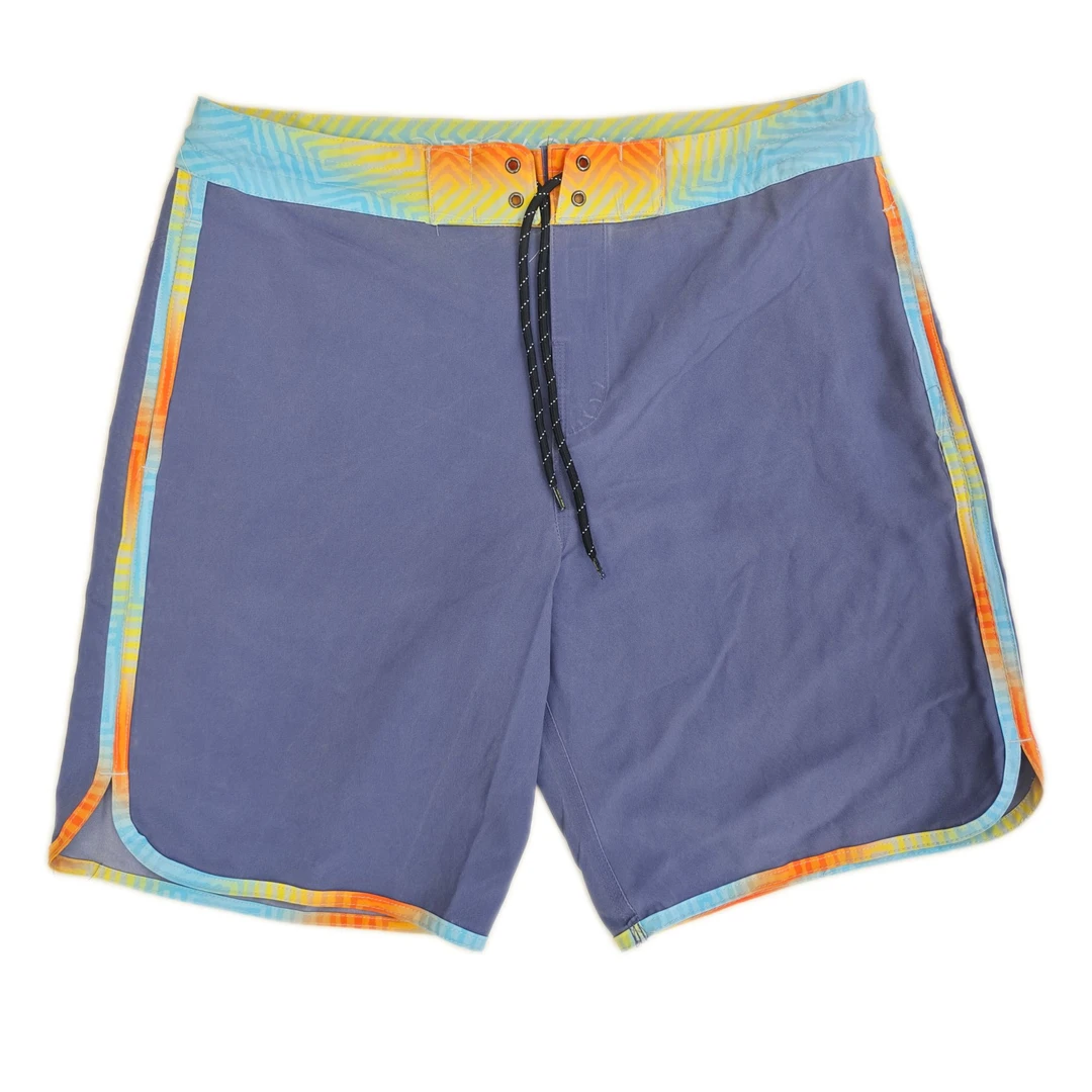 成人沙滩裤纯色系带边缘印花五分短裤休闲温泉度假冲浪沙滩裤