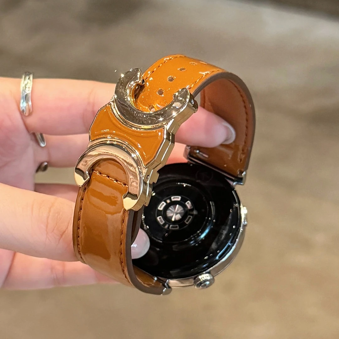 适用华为轻奢感C字磁吸扣皮质手表表带watch3watch4GT5proGT3GT6