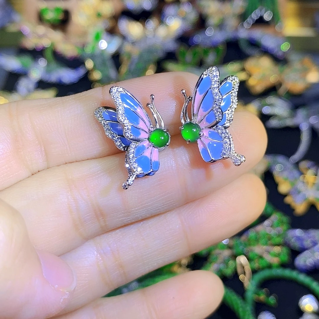 颈饰银S925镶嵌翡翠