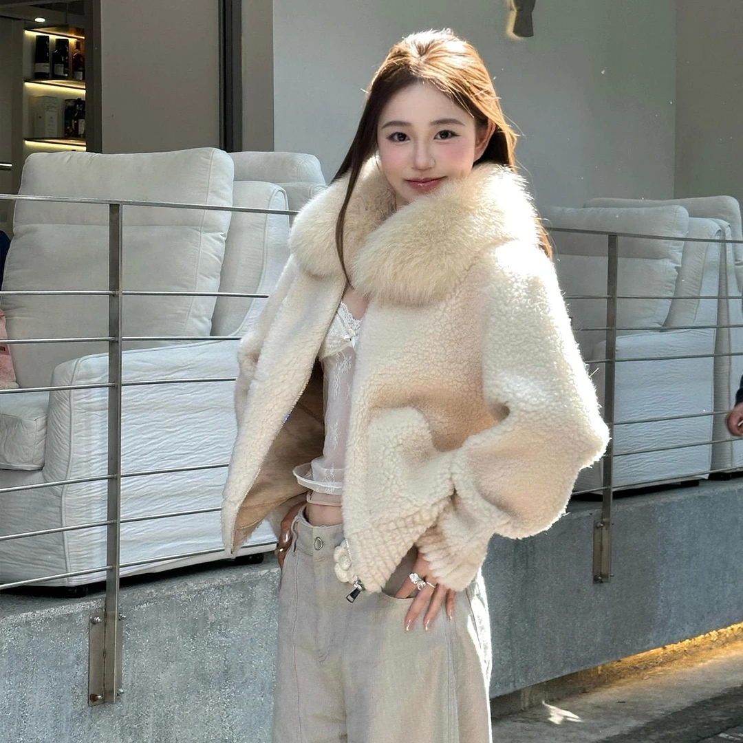 外套女2025冬季新款小个子毛绒绒短款上衣高级感毛领气质时尚洋气
