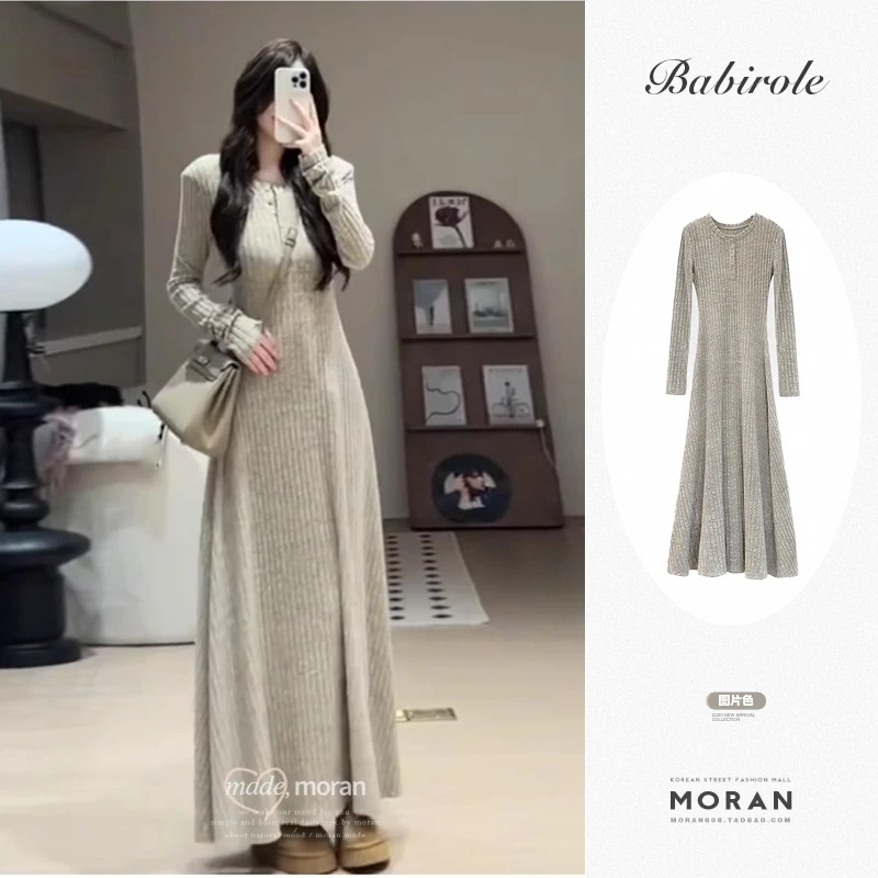 孕妇装2025秋季新款时尚法式洋气针织单排多扣气质减龄孕妇连衣裙