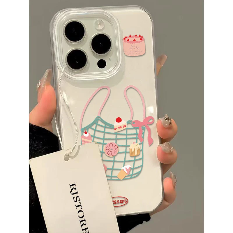 甜品小袋子苹果适用iPhone16大孔15/14手机壳华为oppo小米13vivo