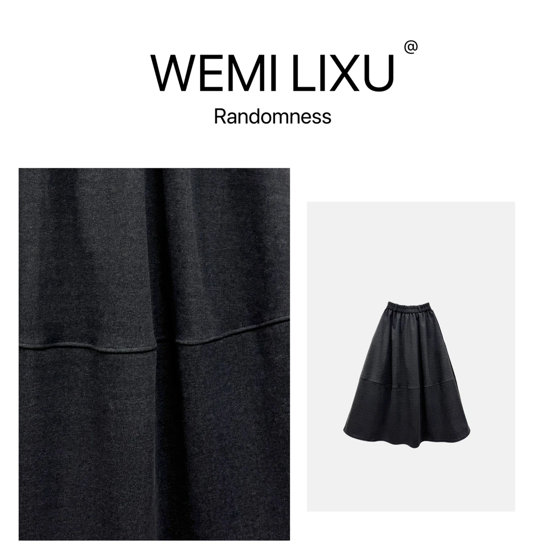 WEMILIXU“冰岛之恋”秋冬时尚新款女中长半身摆裙修身遮胯显瘦3216