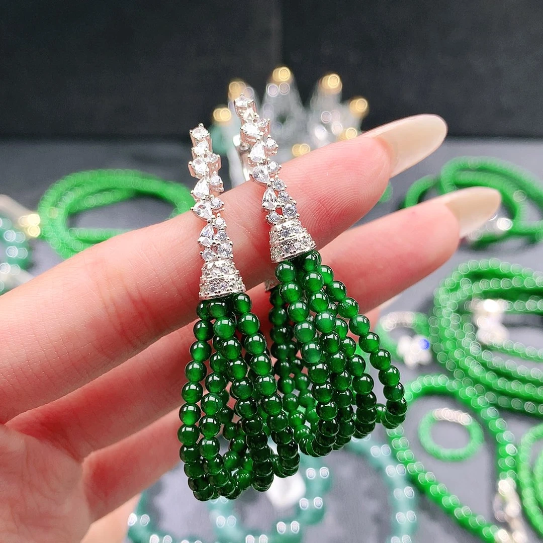 ****g翡翠未镶嵌手串耳饰