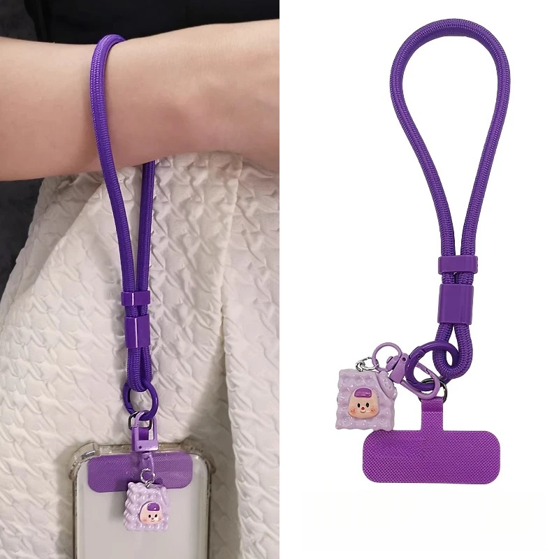 时尚短款纯色手机挂绳手腕绳防丢带锁扣调节手机壳挂件吊绳户外女