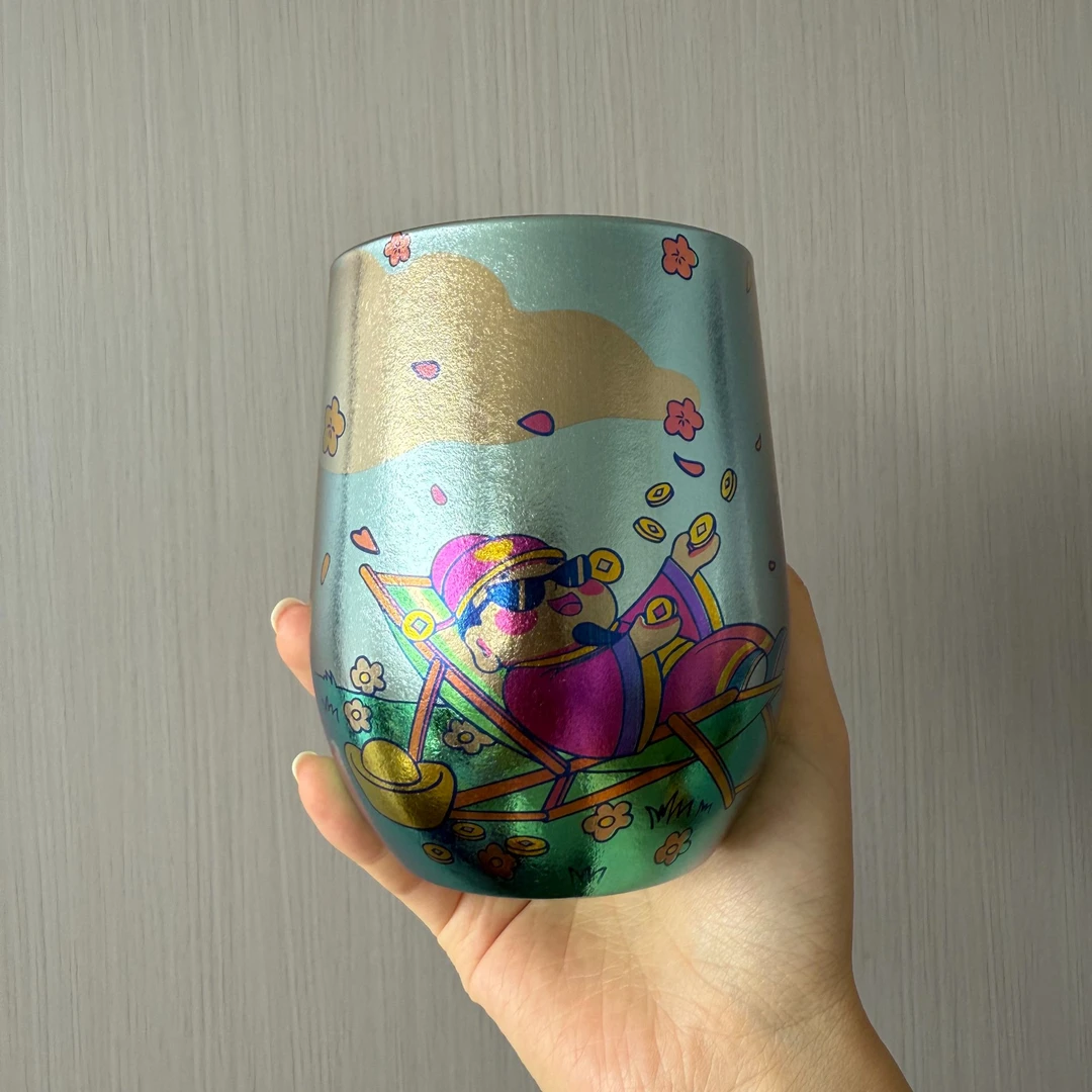 有求币樱彩钛系列饮品杯双层加厚保鲜抑菌双隔冷隔热咖啡杯吸管杯
