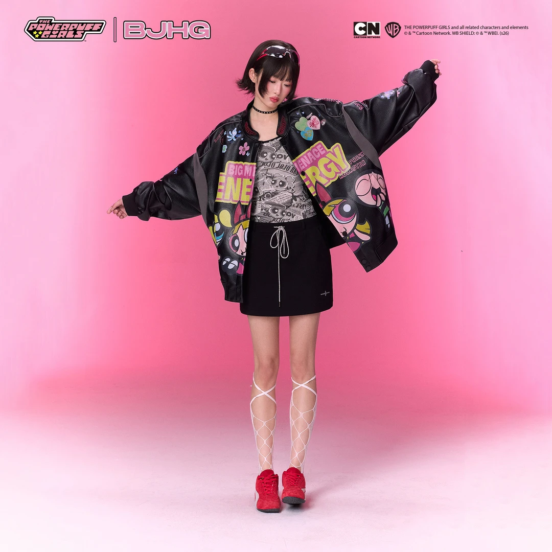 【飞天小女警联名】BJHG不计后果皮衣外套男款秋季机车服皮夹克女
