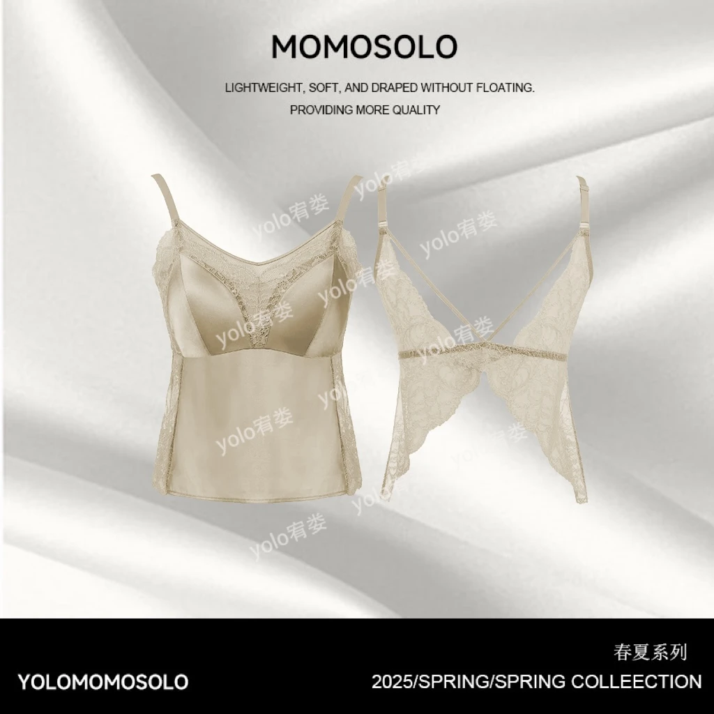 •溶莺•25夏季蕾丝美背吊带无钢圈轻薄透气乳胶杯带胸垫内衣YM1822