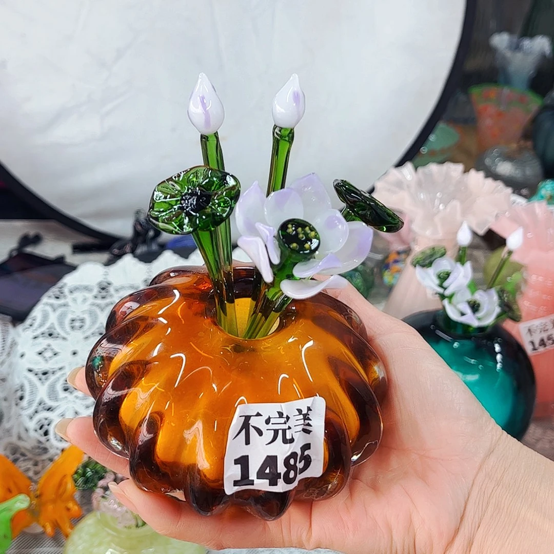 一套迷你 5花 送小瓶 家悦琉璃工艺品瓶不完美