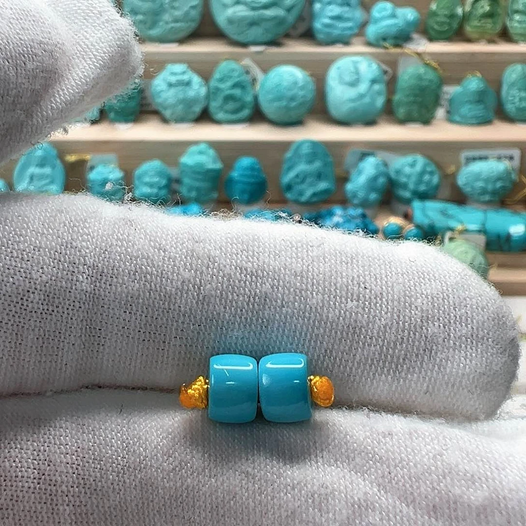 未镶嵌绿松石直切珠 6x4.4mm