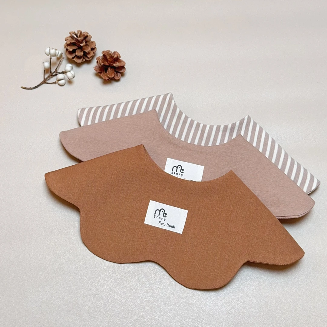 韩版婴儿冬季围嘴双面纯色口水巾宝宝围兜时尚百搭条纹设计