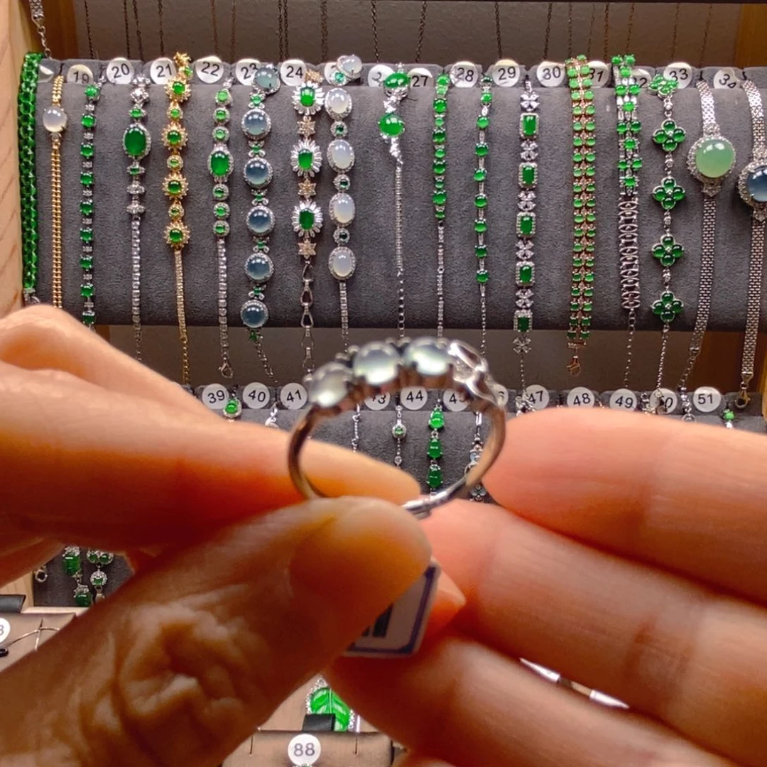 颈饰银S925镶嵌翡翠翡翠戒指