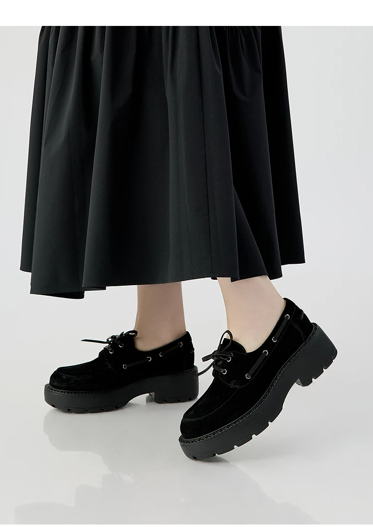 DEEP BREATH深呼吸女鞋 复古厚底反绒面一脚蹬帆船鞋AX13119