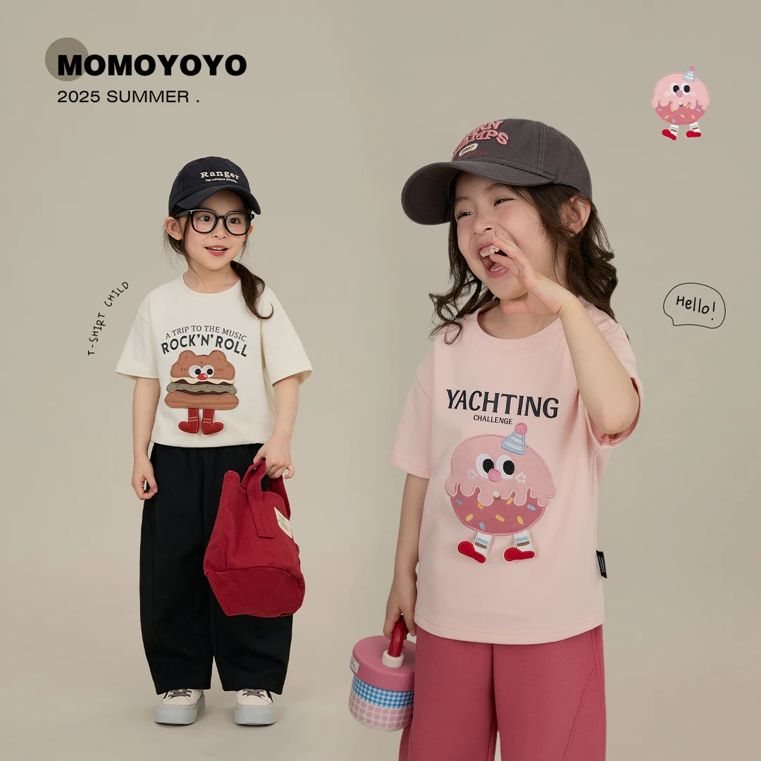 【高热量】卡通立体刺绣百搭云感卡通立体刺绣正肩T恤7583X