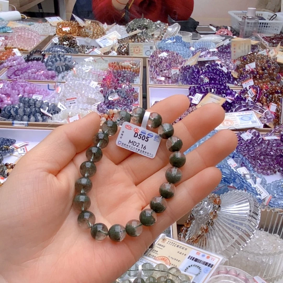 水晶手链未镶嵌天然绿幽灵D505