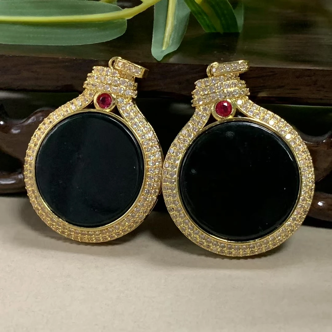 HT4410【福嘟嘟】玄清和田玉圆无事牌吊坠-配麻花链-多样性只发一件