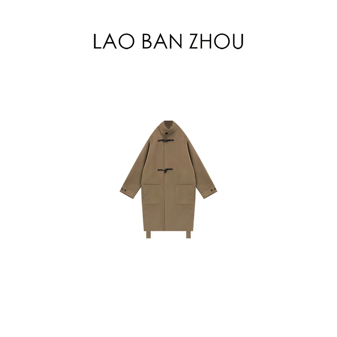 【老板周】高智感 冬季立领牛角扣廓形巴黎大衣外套
