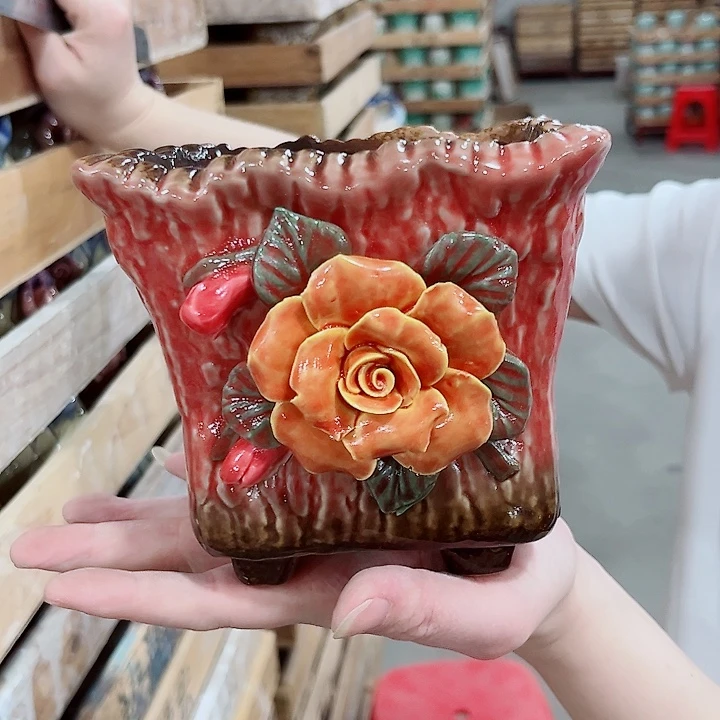 有孔.凑单10元陶瓷花盆发货！